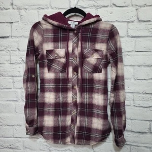 Chaqueta Just Polly Borgoña Franela con Capucha Talla XS Precio de venta sugerido por el fabricante 38 Nueva con etiquetas Suave Botón Completo - Imagen 1 de 8