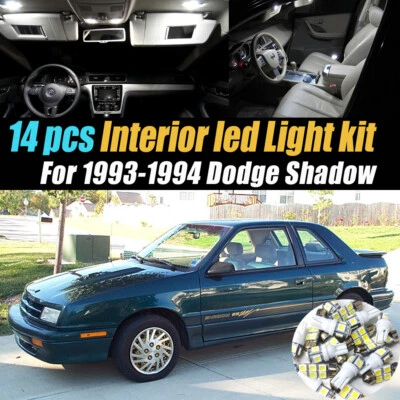Комплект из 14 супербелых светодиодных ламп для салона автомобиля Dodge Shadow 1993-1994 годов выпуска - Изображение 1 из 4