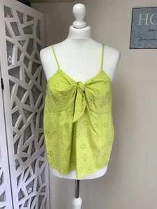 Damen Top Größe 12 limettengrün Lochstickerei Anglaise Trägertop zum Binden NEU mit Etikett - Bild 1 von 10