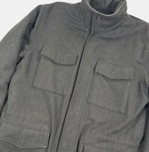 J CREW Wool Coat Men's M Hunter Green Insulated Hooded Military Chore VTG Y2K - Picture 1 of 12
