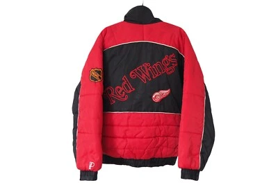 Vintage Detroit Red Wings Jacket Pro Player Size XL 90s black red nhl USA Hockey - Image 1 of 4
