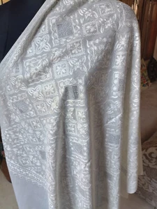 white  EMBROIDERED SWARVOSKI wedding Bride shawl ~ CASHMERE PASHMINA EMBROIDERY - Picture 1 of 12