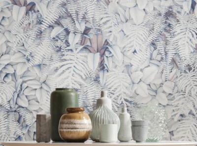 Papel Pintado Floral Blanco 368x254cm Diseño Cocina Jardín Flores Dormitorio Foto 1 de 4