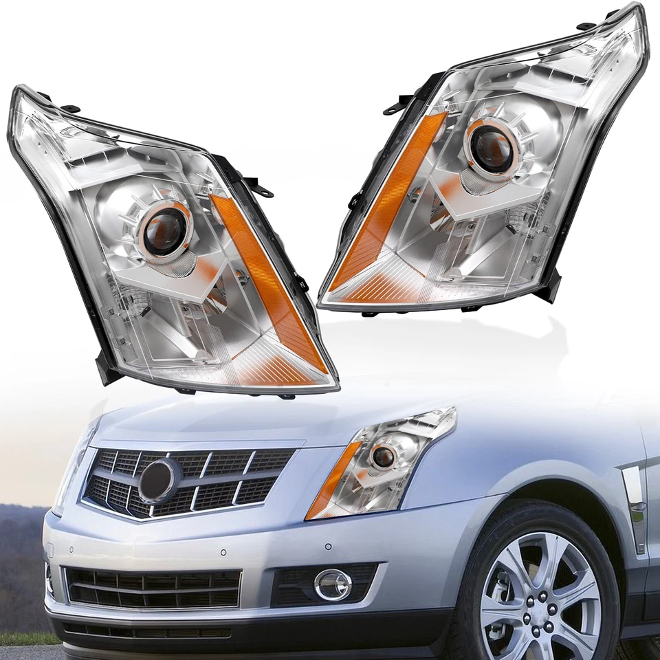 Headlights For 2010-2016 Cadillac SRX Chrome Housing Halogen Projector Headlamps Foto 1 de 4