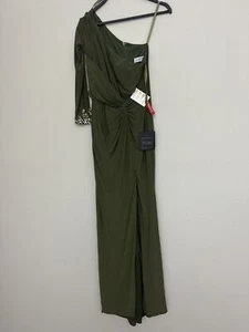 NWT Ieena For Mac Duggal Green One-Shoulder Draped Evening Gown Size 0 - Picture 1 of 9