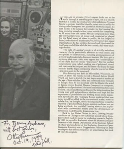 Luening, Otto. (1900–1996): Signed Promotional Brochure - Picture 1 of 2