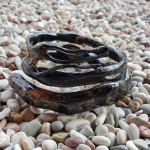 Echter handgefertigter Korallen Armreif Indonesisch schwarz Akar Bahar Armband #18 - Bild 1 von 7