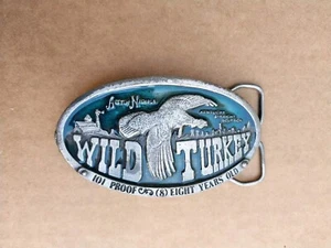 Vintage Wild Turkey Belt Buckle Austin Nichols 1974 Bergamot Green Enamel - Picture 1 of 6