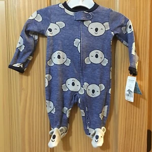 New Carter's 1-Piece Koala Bear Cotton Pajama PJs Footie Sleeper Baby Boy Blue - Picture 1 of 2