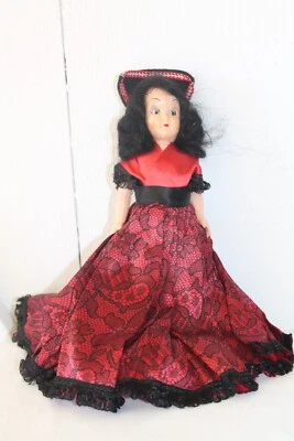 VTG Spanish Senorita 7.5" Composition International Doll Black Hair - Image 1 of 4