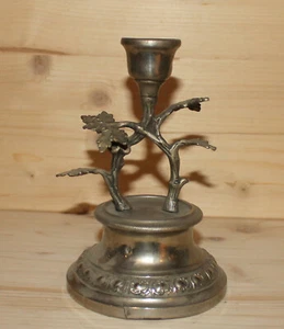 Antiker handgefertigter Kerzenständer Metall verziert floral - Bild 1 von 12