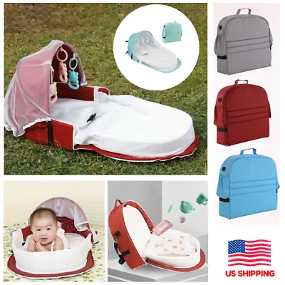Bassinet Infant Sleeping Basket Baby Backpack Bed Sunshade Protect Mosquito- Net • 36.43$
