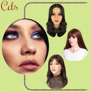 Realistic Silicone Female Face Mask Crossdresser Head Mask For women For Cosplay - Picture 1 of 28