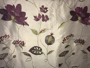 ZORINE BERENJENA 4,85m VIAJE Decoración Bordada Imitación Seda Cortina Tela - Imagen 1 de 7