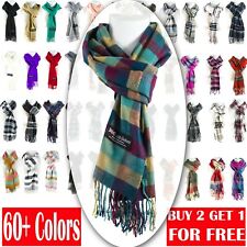 Winter Unisex 100% Cashmere Plaid Scotland Made Solid Striped Scarves Wool Scarf