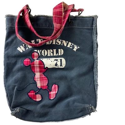 Walt Disney Parks Womens Disney World Mickey Mouse Blue/Pink Shoulder Tote Bag  — 第 1/4 张图片