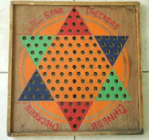 Vintage Chinese Star Checkers Wood Game Board Play or Decor - Picture 1 of 7