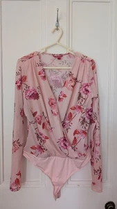 Guess Pink Floral Mesh Bodysuit Size L - Picture 1 of 2