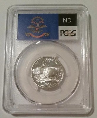 PCGS 2006 S Silver North Dakota State Quarter Proof PR70 DCAM Flag Label - Image 1 of 2