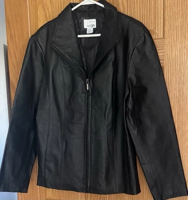 Chaqueta East 5th Cuero Negro Cuello Bolsillos Forrados Talla Grande Foto 1 de 4