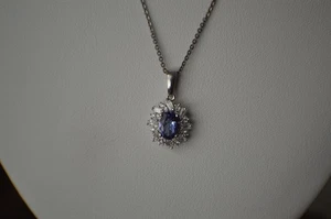 1.40ct Tanzanite / Zircon Pendant with 20" Chain Rhodium over Sterling Silver - Picture 1 of 12