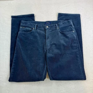 Polo Ralph Lauren Corduroy Stretch Straight Fit Pants Mens 34X31 Blue Old Money - Picture 1 of 13