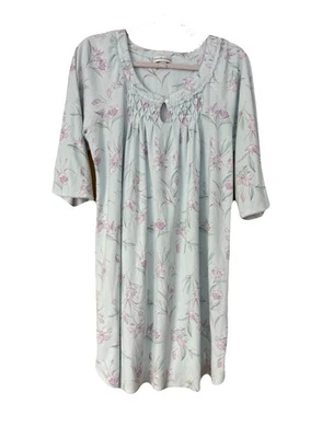 Camisón Miss Elaine para mujer grande azul púrpura mezcla de algodón manga 3/4 usado en excelente estado Foto 1 de 4