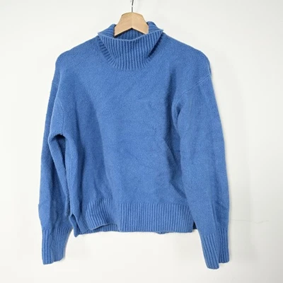 Uniqlo Women’s XS Blue Knit Casual Folder Over Neck Pullover Long Sleeve Sweater - Image 1 of 4