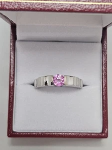 Fissure Filled Pink Sapphire Solitär / Damen Ring / Sterling Silber / Größe N - Bild 1 von 6