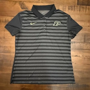 Nike Dri-FIT Purdue Boilermakers golf polo camicia donna media nera a righe - Foto 1 di 4