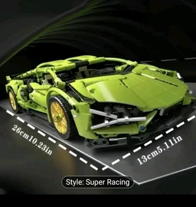 3590 Teile, Spielzeugauto Bausteine, grün und golden Zukunft Sportwagen klein - Bild 1 von 6