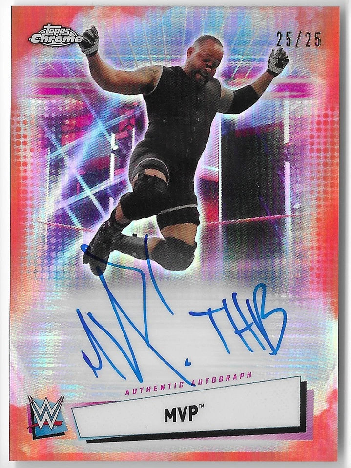 MVP 2021 WWE TOPPS FINEST ORANGE REFRACTOR AUTO AUTOGRAPH "THB" CARD #25/25! - Image 1 of 1