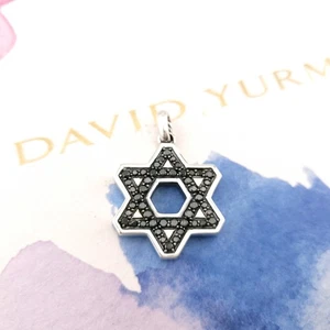 Ciondolo David Yurman argento sterling 25 mm stella di David diamante nero - Foto 1 di 9