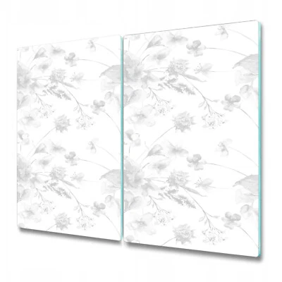 Tabla de pan de vidrio templado encimera ahorro cocina flores blanco y gris 2x30x52 Foto 1 de 4