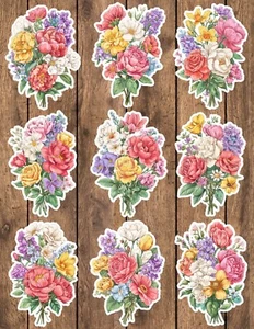 Flower Bouquet Die Cut Vinyl Stickers Set Scrapbooking Laptop Waterbottle - Picture 1 of 1