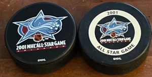 2 COLORADO 2001 All Star Game NHL Hockey Puck's GAME PUCK AND LICENSED IN GLASCO - Picture 1 of 16