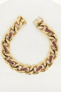 Vintage Tiffany & Co. 14K Yellow Gold Red Rubies Chain Bracelet 7.75" Long Box - Picture 1 of 12