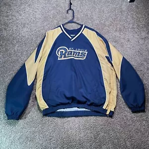 NFL St. Louis Rams Windbreaker Jacket Mens XL Navy Side Zip Long Sleeve Pullover - Picture 1 of 7