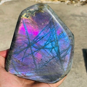Precioso espécimen de exhibición de cristal de cuarzo labradorita púrpura natural de 3,50 lb - Imagen 1 de 10