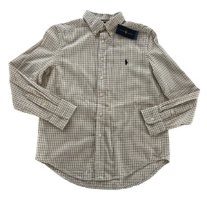 Ralph Lauren Boys Shirt M (10–12) White Grid Long Sleeve Button Down NWT Cotton - Picture 1 of 9