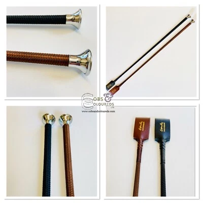 COUNTY SHOWING WHIP CROP RIDDEN MARRONE NERO MADE IN UK EQUESTRIAN *SPEDIZIONE GRATUITA*