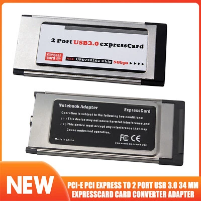PCI-E PCI Express To 2 Port USAB 3.0 34 mm Expresscard Card Converter Adapter US - Image 1 of 4
