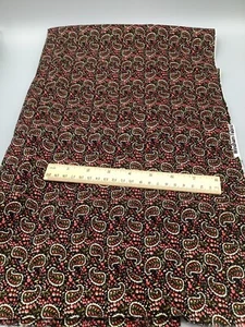 Vintage Windham Fabrics BLACK RED WHITE SMALL MOTIF PAISLEY Cotton Fabric 1 yd - Picture 1 of 2
