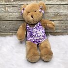 Vntg Build A Bear Workshop Brown Teddy Bows Purple Swimsuit Stuffed Plush