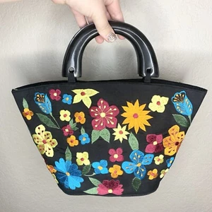 Colorful Floral Embroidered Bucket Purse - Picture 1 of 6