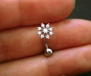 16g Delicado Circonita Copo de Nieve Piercing Ombligo Flotante Naval Anillo Flor - Imagen 1 de 3