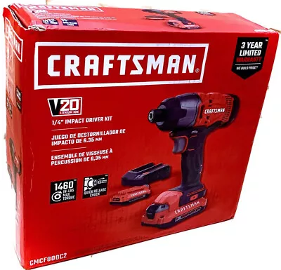CRAFTSMAN CMCF800C2 V20 20-Volt Li-ion V20 Cordless 1/4-Inch Impact Driver Kit - Image 1 of 4