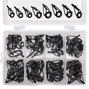 8/80Pcs Black Top Tip Guide for Spinning Casting Fishing Rod Building Repair - Picture 1 of 13