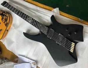 Venta caliente Guitarra Eléctrica Sin Cabeza Negro Mate 6 Cuerdas Ébano Diapasón Cuerpo de Ceniza - Imagen 1 de 8