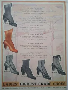 1911 Damas Mujeres Zapatos Calzado Moda Arte Sears Página de catálogo De colección Anuncio impreso - Imagen 1 de 3